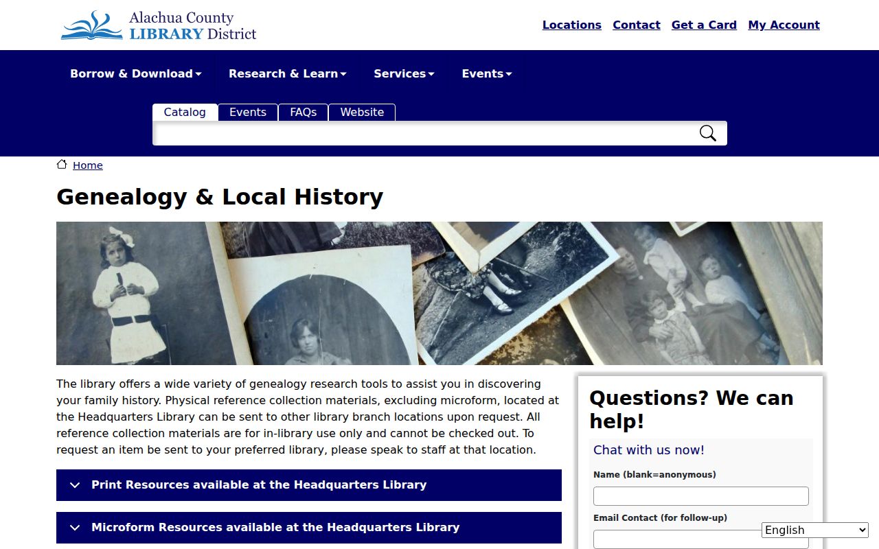 Alachua County Library District genealogy and city directory resources