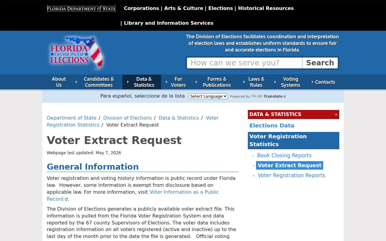Alachua County neighbors Florida voter extract request