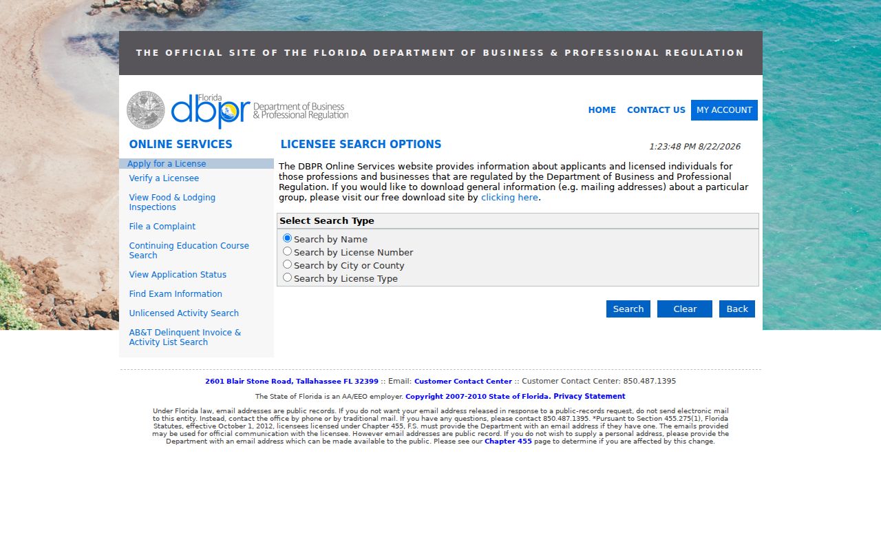 Alachua County resident lookup professional license search