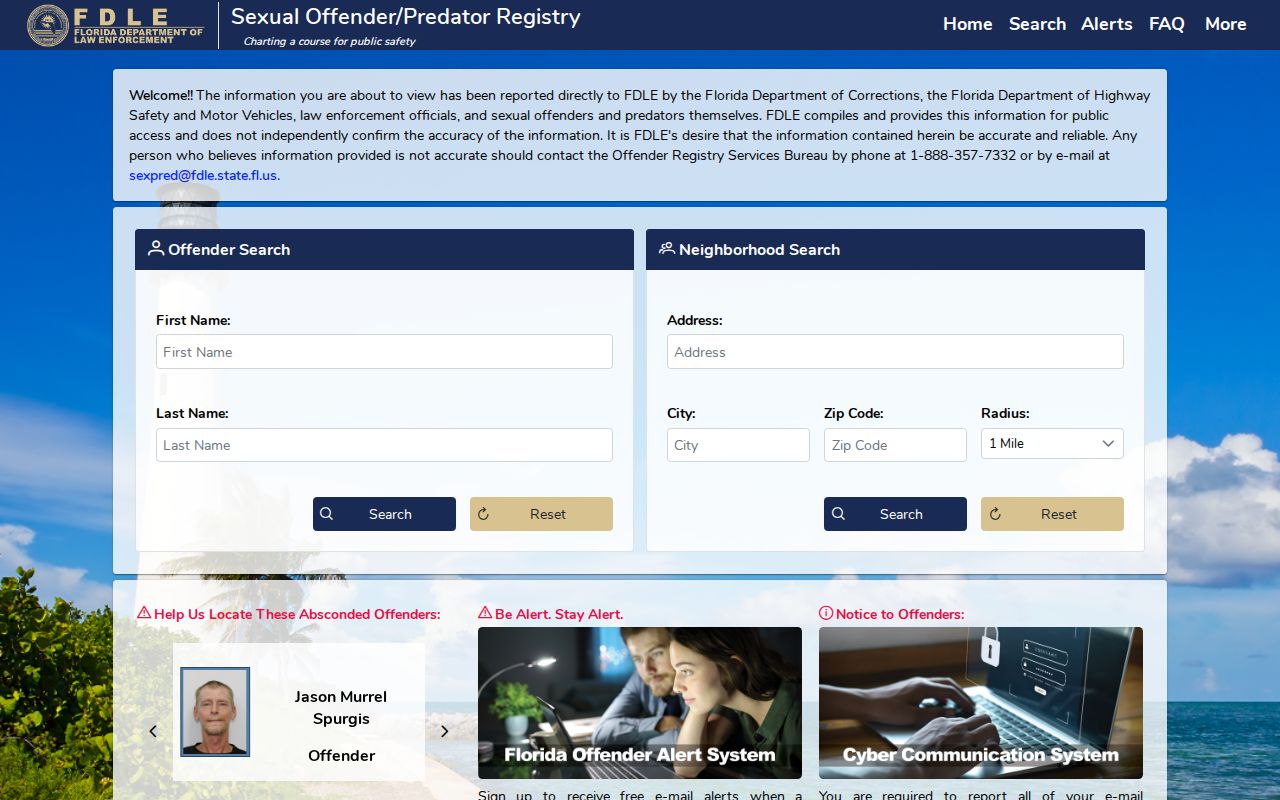 Alachua County resident lookup FDLE registry search