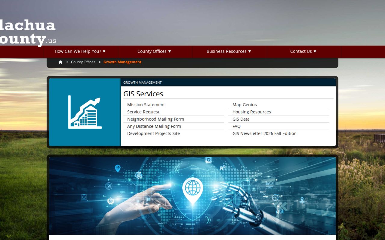 Alachua County street directory GIS service and mailing tools
